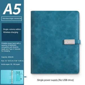 New Spiral Notebook with Charger, 3C Certified Custom Conference Office Multi-Function USB Wireless Charging, Business Gift Set with Logo Printing