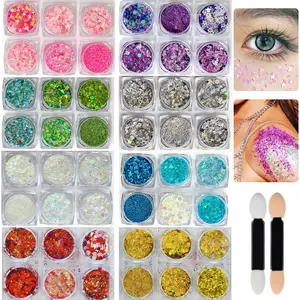 8 Color Face Glitter, Face Paint Glitter Gel Palette - Face Glitter for Women Girls Kids, No Glue Needed, Multi-Purpose Glitter Makeup for Hair Face Body Christmas Halloween Rave Carnival Cosmetic Eyeshadow Palette Last Day Brow Paint