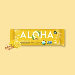ALOHA Lemon Cashew Protein Bars - 12 Bars - Certified USDA Organic - 100% Plant-Based - 14g Of Protein - Only 3-5g of Real Sugar - Certified Vegan - Healthy Snack - No Sugar Alcohol Sweeteners Fruit Flavor
