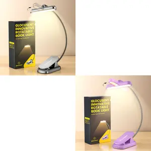 [2 Pack]Glocusent Rotatable Reading Light, Portable Eye Protection, Bright 22LEDs, 3 Colors and 5 Adjustable Brightness, 1000mAh Rechargeable Reading Light, Can Light Up to 100 Hours, Used for Various Viewing Eye Protection and Lighting Reading Scenarios