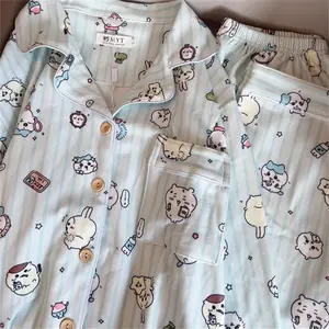 Cute Chiikawa Pajamas Set Women Long Sleeve Pants Spring Autumn Kawaii Loungewear for Students Home Sleepwear Girls Gift Toys