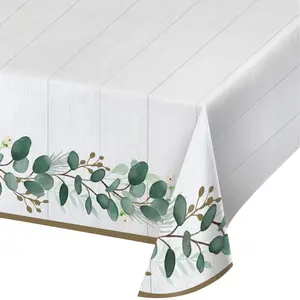 Creative Converting  54 x 102 in. Eucalyptus Paper Tablecloths - 6 Count