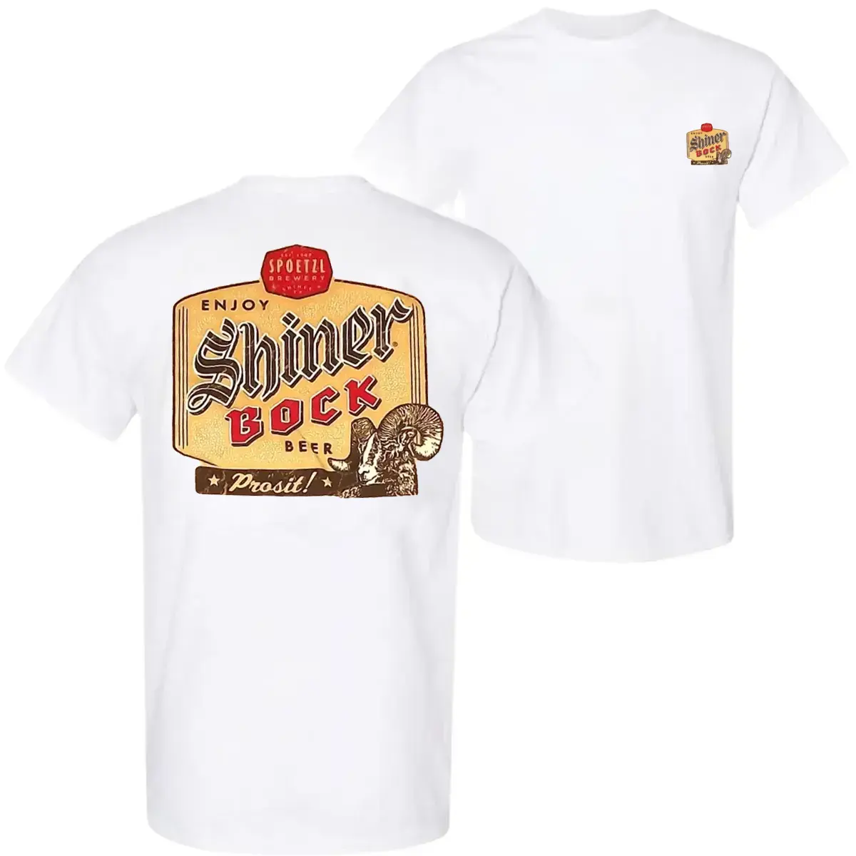 Unisex Shiner Bock Beer Inspired Vintage Label Graphic T-Shirt - Soft Cotton, Short-Sleeve Menswear, 2-Sided Print, Retro Fashion Brewery Streetwear, Casual Sports Top Gift for Beer Fans