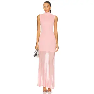 SEROYA Amine Knit Maxi Dress in Coral Blush
