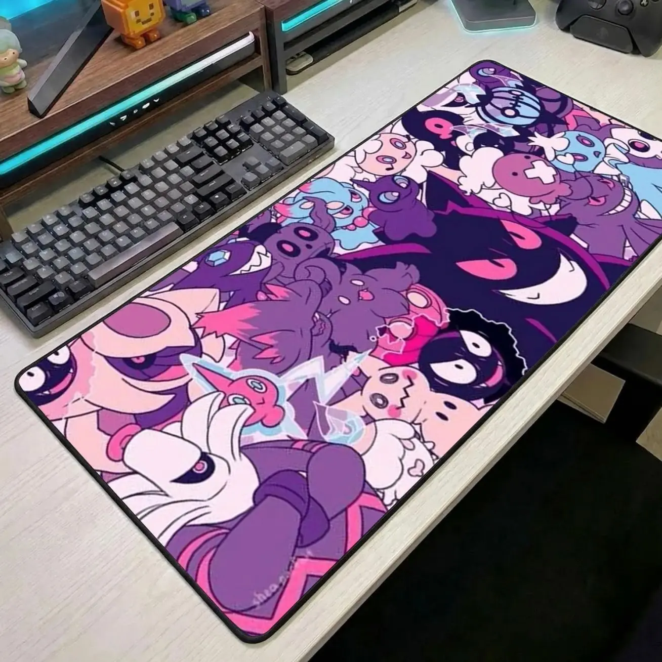 Cute Pokemon Mouse Pad Kawaii Anime Desk Mat Gengar Ghost Pokemon Gaming Mousepad Large Desk Mat Gift