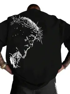 Men's Jesus Resurrection Print T-Shirt, Lightweight Breathable Summer Top, Cross Design, Casual and Formal Wear, Youth Fashion