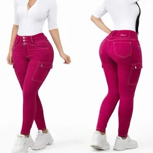 B72-66 Magenta  colombian luxury Jeans Bottoms Fashion Womenswear Style