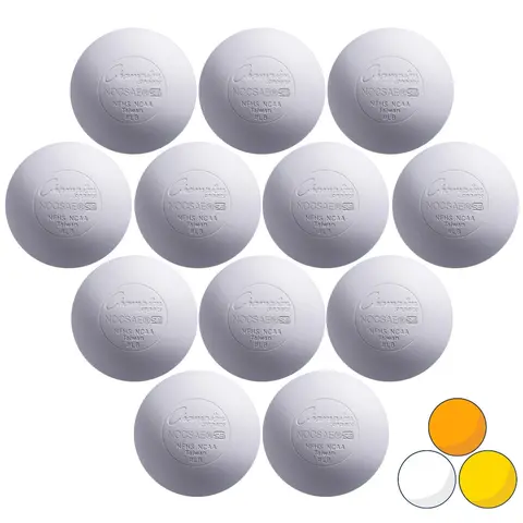 Champion Sports 12 White Molded Rubber Lacrosse Balls - Meets NOCSAE Standards, SEI Certified, Approved by NCAA/NFHS, Game-Ready for Practices, Tournaments, with Improved Feel and Accuracy