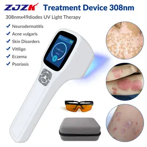 ZJZK 308nm Excimer Phototherapy Device with 49 Diodes, Blue Light Therapy for Vitiligo, Psoriasis, Eczema, Atopic Dermatitis, Fungal Skin Disease, Hypopigmentation, Safe Targeted Home Use, Fast Recovery, Prevent Recurrence, Portable Handheld