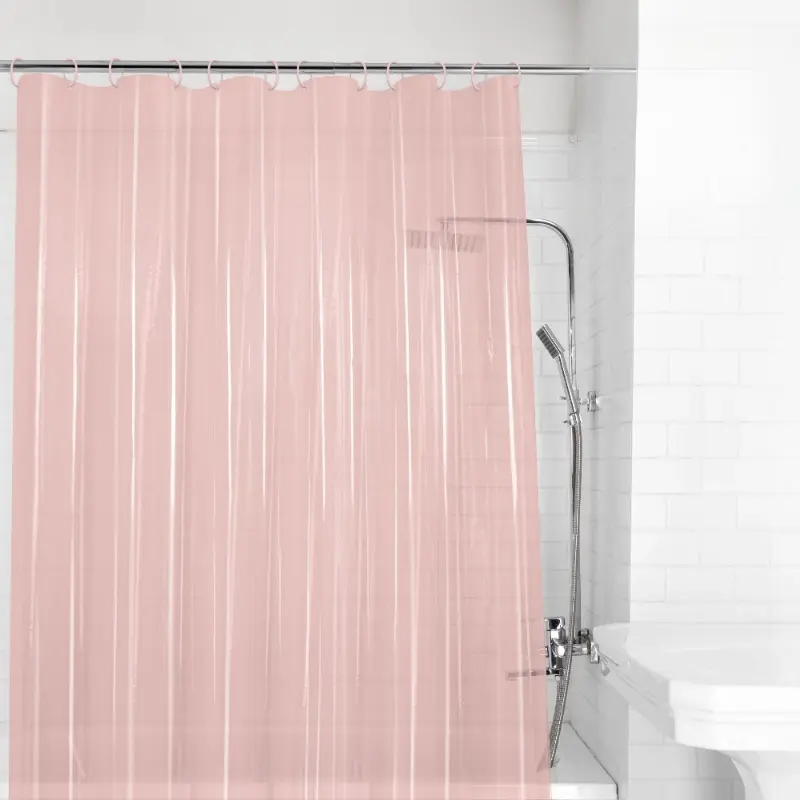 70x71 Inch Pink Lightweight PEVA Shower Liner, Water Resistant Bathroom Essential
