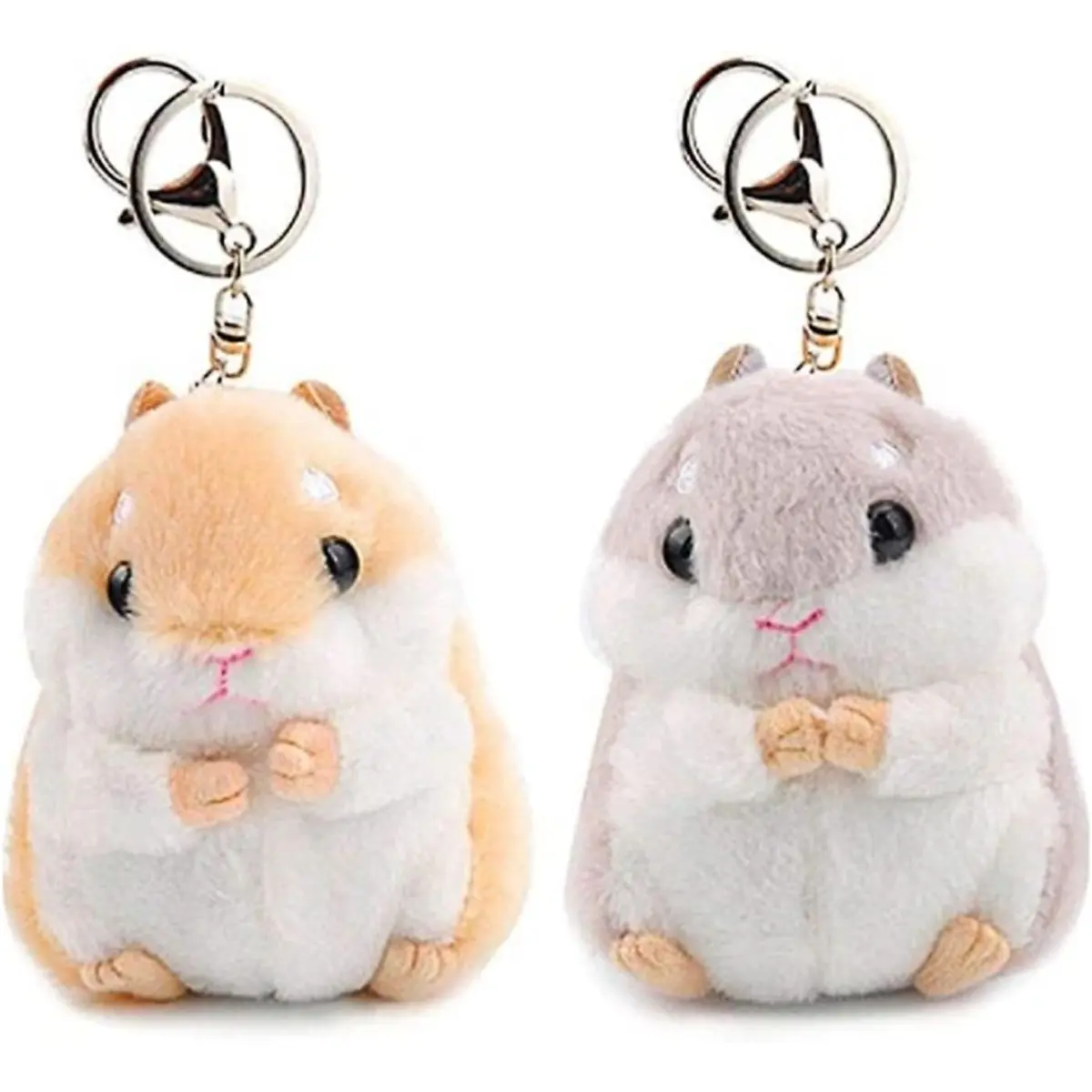 2-Piece Cute Plush Hamster Keychains, Durable & Collectible Animal Decor, Key Holder for Purses, Backpacks, Car Keys, Animals Keychain Decor, Key Holder For Purse