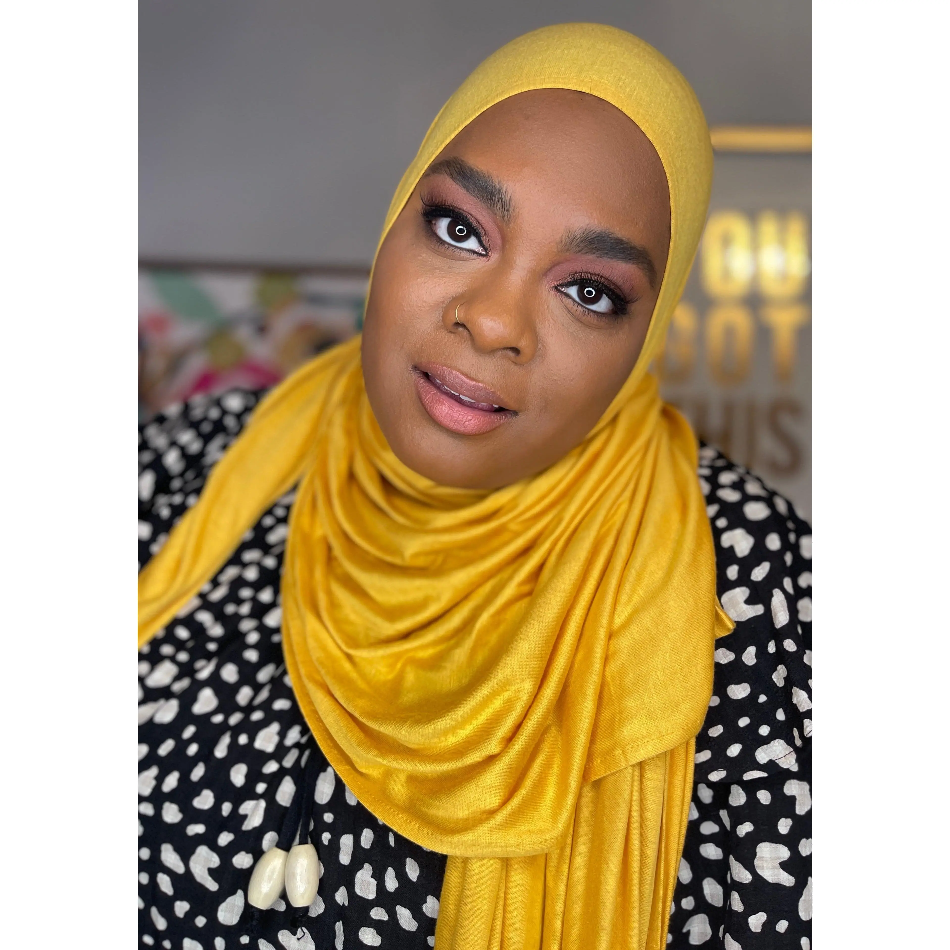 Marigold - XL Jersey Knit Hijab in Yellow Comfortable Stretchy Fabric with Extra Coverage 75 x 35 Inches Perfect for Everyday Wear