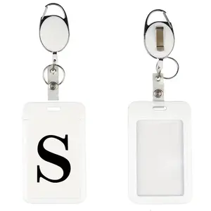 Retractable Badge Holder, Portable ID Card Reel with Initial Name, Adjustable Nylon Cord & metallic Spring Clip, Nursing Badge Reel, Badge Reels Retractable for Nurses & Teachers