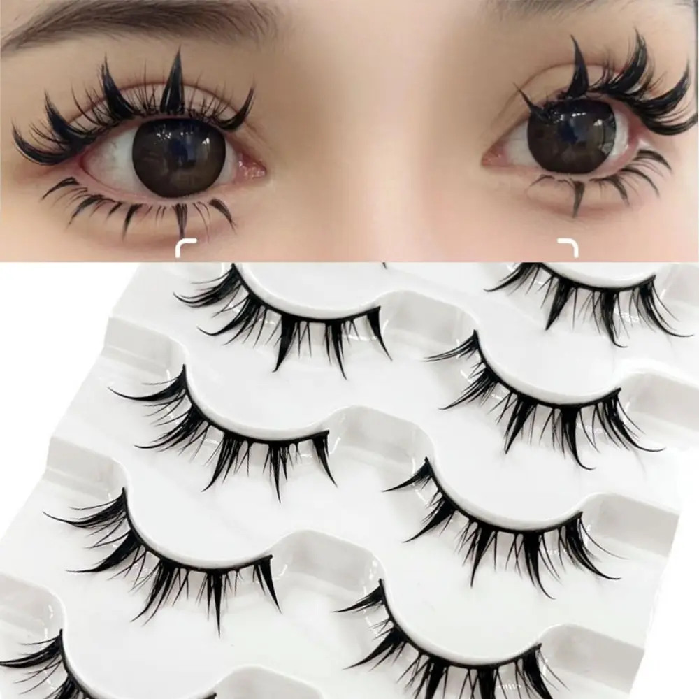 5 Pairs Comic Book, Volume False Eyelashes, Volumized False Eyelashes Cluster, Female Natural Eyelashes, Eyelash Extension, Eyelashes With Makeup