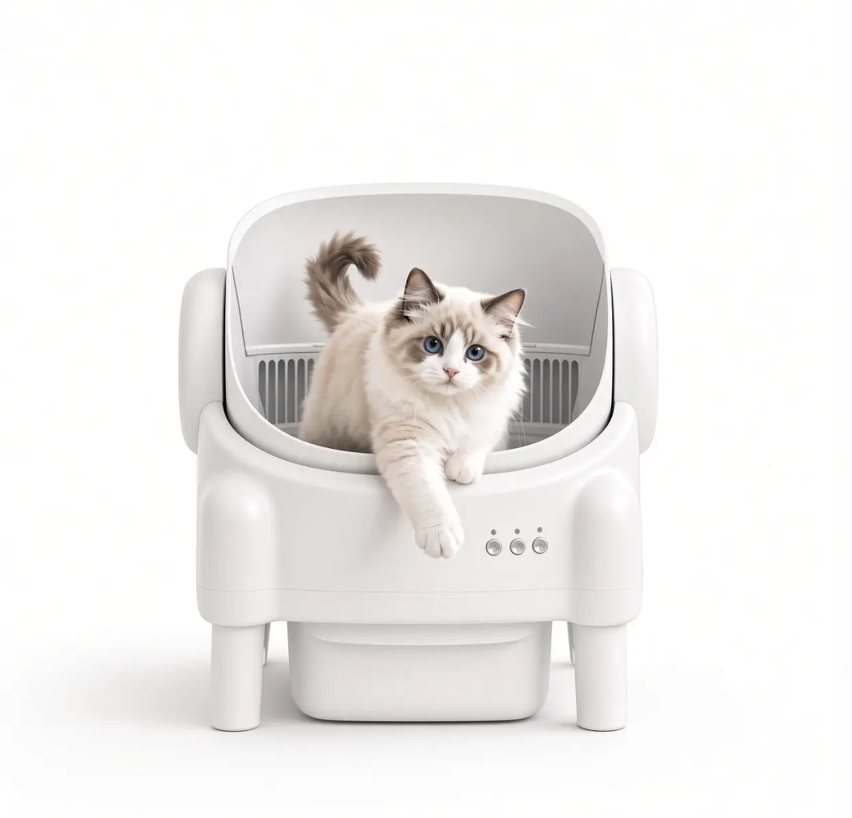 Smart Open-Top Self Cleaning Cat Litter Box for Multiple Cats, App Control, Odor Control