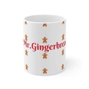 Ceramic Mug - Mr Gingerbread Coffee Mug Christmas Decorated