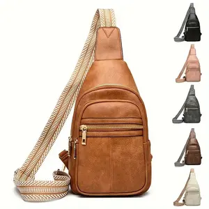 Maxoner Messenger Bag for Men, Plain Casual PU Leather Crossbody Satchel with Adjustable Wide Strap, Waterproof & Lightweight