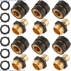 6 Set Quick Connect Hose Fittings for Garden Hose Quick Connector with Gasket, 3/4 Inch GHT Male and Female Attachment Quick Release Water Hose Adapter