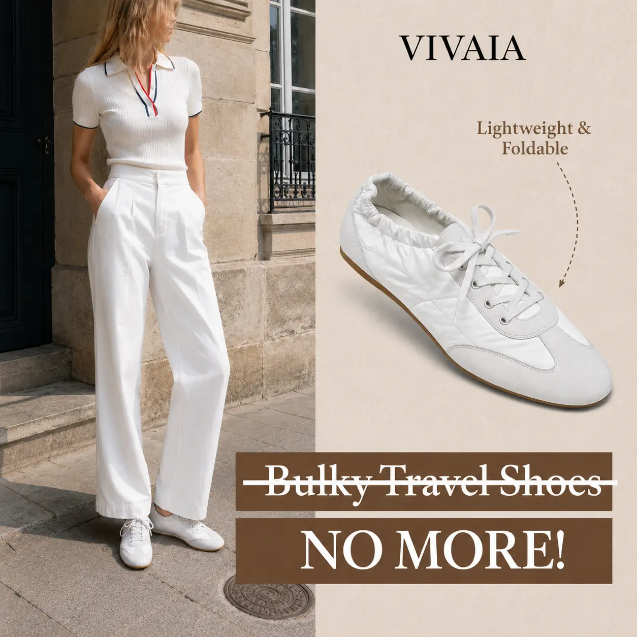 VIVAIA Women's Yancy Retro Ballet Sneakers, Lightweight Re-Nylon Casual Shoes with Arch Support and a Grippy Rubber Sole