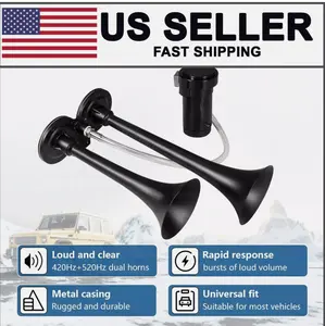 Super Loud Train Electric Air Horn 600DB Dual Trumpets Car Truck Boat Speaker