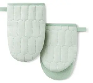 MARTHA STEWART Honeycomb Chambray Mini Oven Mitt 2-Pack Set