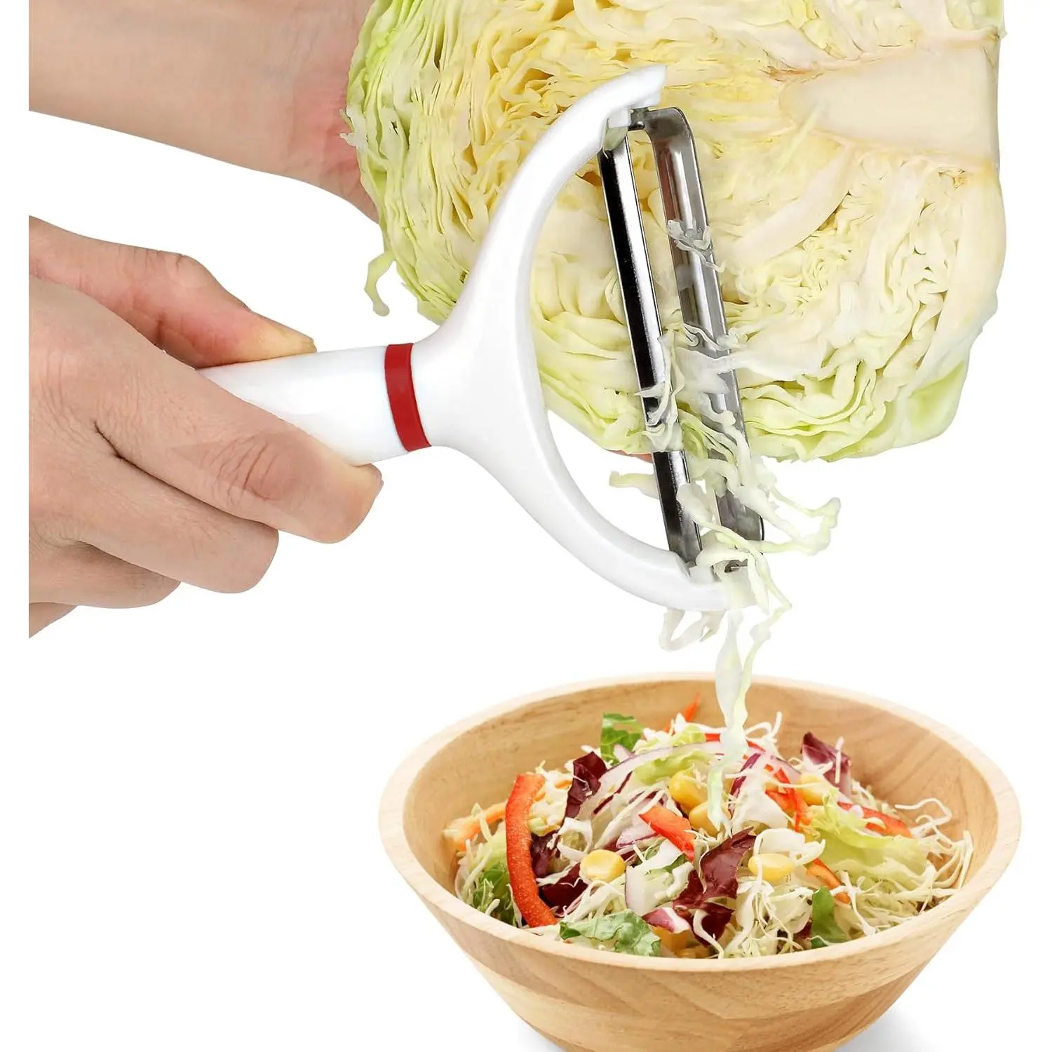 2 count Cabbage Shredder Slicer Peeler for Coleslaw, Cabbage  Grater Shredder for Sauerkraut, Large Y Peeler Wide  Vegetable Peeler, White with Red