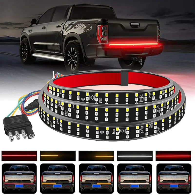 60" Truck Tailgate Light Bar for Pickup Trailer SUV RV VAN Full Function  Row Light Strip with 432 LED Red Running Brake Lights Turn Signal WhitE Reverse Light Lightbar