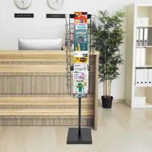 36 Pockets-360°Rotating Magazine Rack Holder Brochure Display Stand Rack Flyer Comic Book Pamphlet Literature Floor Standing Organizer Storage for Retail Stores, Offices, Trade Show Exhibitions Black