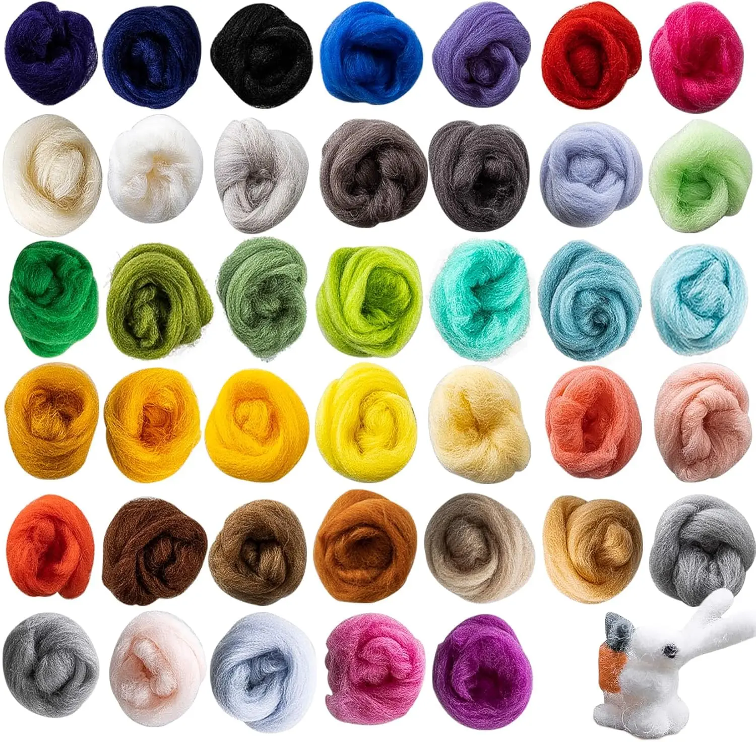 40pcs Felting Wool Roving - Bulk Core Wool Roving for Spinning, DIY Handmade Craft, Handcraft Projects