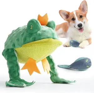 Nocciola 2-in-1 Frog Prince Plush Dog Toy, Squeaky Frog with Hidden Tadpole, Bubble Texture for Teething, Durable Chew & Tug Toy for Aggressive Chewers
