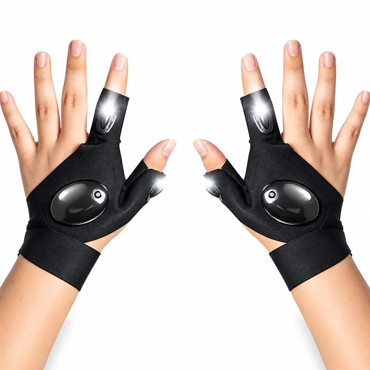LED Finger Flashlight Gloves, Hands-Free LED Light Gloves for Fishing, Camping, Repair & Outdoor Activities