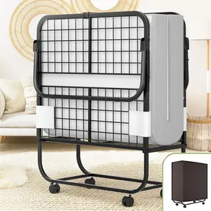 Cyclysio Twin Size Folding Bed with Memory Foam Mattress, Portable Foldable Bed with Storage Cover, Rollaway Bed for Adults with Metal Frame