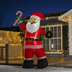 HOMCOM 8ft Christmas Inflatables Outdoor Decorations Santa Claus, Blow-Up Yard Christmas Decor with LED Lights Display