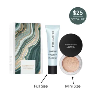 bareMinerals Complexion Heroes Prime & Set Duo - Limited Edition - Prime Time Hydrate & Glow Primer + Original Mineral Veil Setting Powder - Vegan & Cruelty-Free - Hydrating & Moisturizing Makeup Set