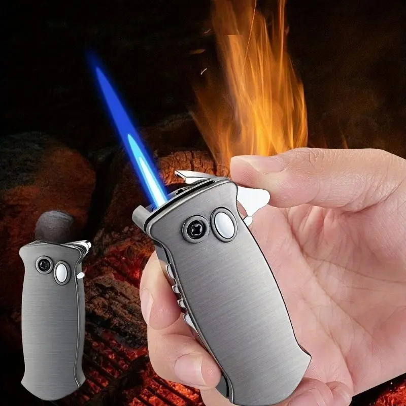 Windproof Blowtorch Lighter - Refillable Torch Lighter, Metal Construction, 2-In-1 Design, Compatible with Liquid Fuels (Fuel Not Included) - Ideal for Wilderness Survival, Kitchen Use - Men's Outdoor Gift