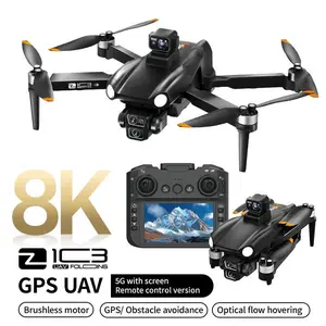 2026 GPS brushless HD camera drone with a 4.5-inch screen remote controller, four-way obstacle avoidance, ESC adjustable camera, GPS return-to-home, 360° rolls, and three batteries for up to 45 minutes of flight—ideal for aerial photography and gifting