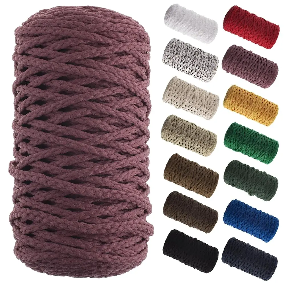 John Bead 70yds 4mm/6mm Braided Macrame Cord for DIY Craft Projects Wall Hangings