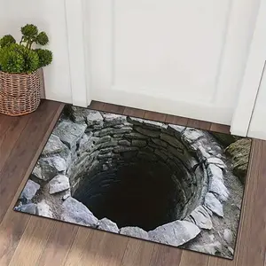 Creative 3D Visual Entrance Mat, Illusion Stone Well Design Carpet, Home Decor Indoor Outdoor Rug, Washable Soft Mat for Living Room Bedroom Bathroom, Household Decorative Rug