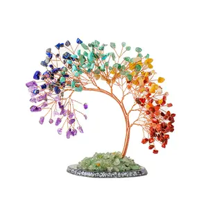 Natural Colorful Crystal Chip Phoenix Tail Tree |   Life Tree & Yoga Tree Ornament, Energy Healing Decor, Home Desk Crystal Craft