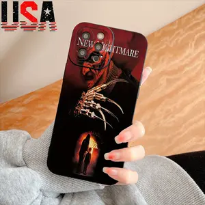 Freddy Krueger Horror Design Protective Case for iPhone 11/12/13/14/15/16 17 Air Pro Max Plus TPU Anti-Shock Halloween Black