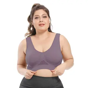 Women's Plus Size Sports Bra Seamless Underwear with Pads Plus Size Push-Up Tank Top Bra