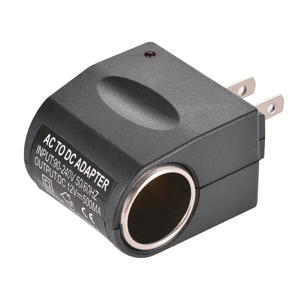 AC Wall Outlet To 12V DC Wall Plug Socket Lighter Converter Adapter US Plug AC to DC Car Lighter Socket Adapter Converter  Power Inverters Amplifier Power Car Refrigerator (US Plug, Output: DC 12V 500mA) 110V AC to 12V DC