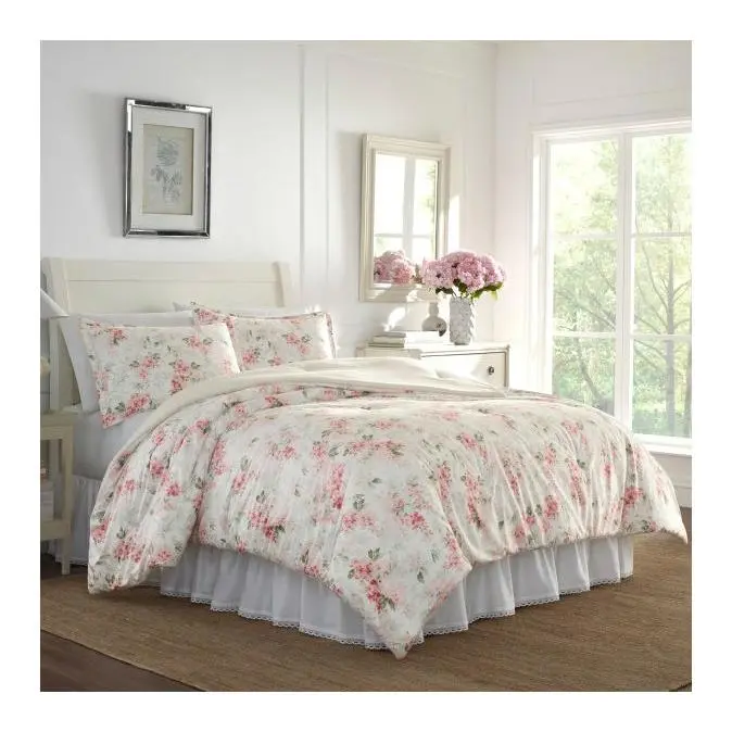Laura Ashley Wi steria Pink Twi n Comforter Sha m Set