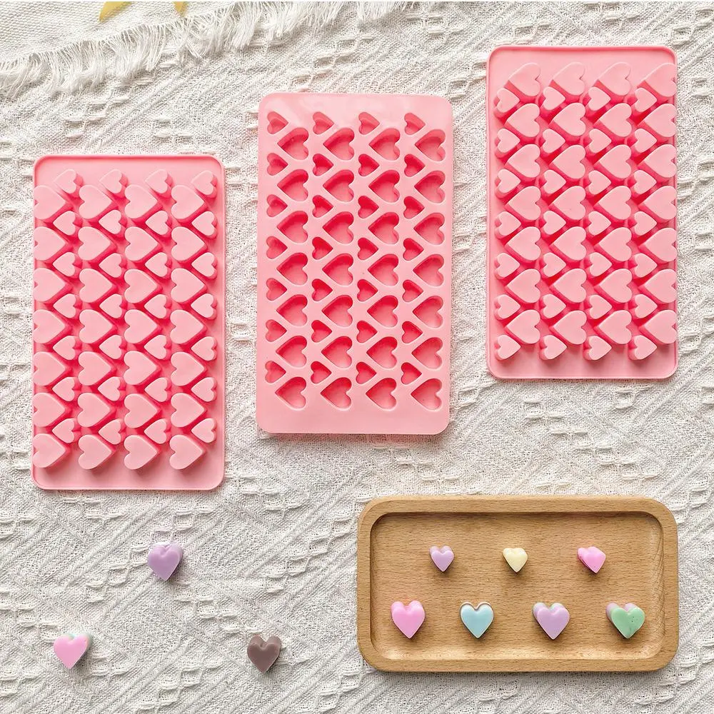Heart Shaped Reusable Chocolate Mold, 1 Count 56-cavity Flexible Silicone Cake Cookie Candy Mold, Cake Decorating Baking Mold for Home Kitchen Silicone Molds Baking Supplies
