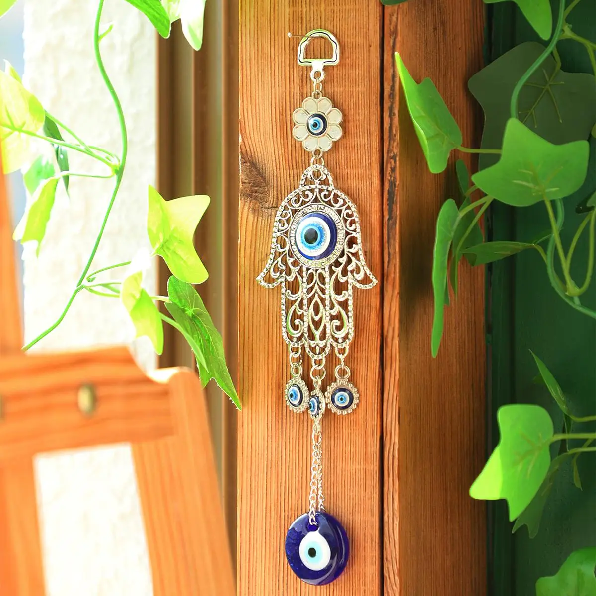 Abstract Evil Eye Design Hanging Decor for Room Decor, 1 Count Hamsa Hand Wall Art, Summer Decor, Hanging Ornament, Home Decor