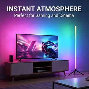 LED Corner Floor Lamp, Color-Changing Ambient Light with Tripod Base, Music Sync Control, Decorative Atmosphere Light, Ideal for Game Room, Living Room, Bedroom, Holiday Decor