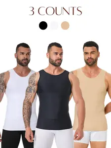 Men's Solid Color Compression Shapewear Tank Top, High Stretch Sleeveless Shaper Vest, Tummy Control Shapewear for Men, Shapewear Garment, Shapewear Tops, Body Shaping Top
