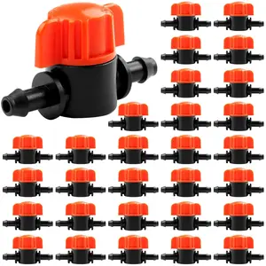 30 count Drip Irrigation 1/4 inch Barbed Valve, Drip Line Parts 1/4" Shut Off Valve Fits for 1/4 Inch Drip Irrigation Tubing, Drip Irrigation Fittings  Valves for Drip or Sprinkler Systems