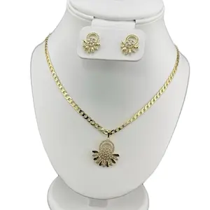 Set Of pendant and erring with a Cuban chain 20 inches women’s fashion