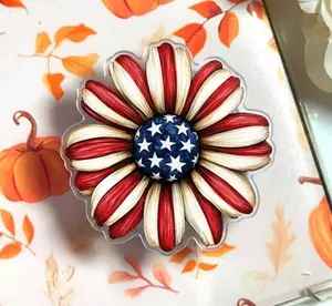 Patriotic Daisy Flower MagSafe Grip – American Flag Floral Magnetic Pop Socket & Kickstand – USA Phone & Kindle Accessory